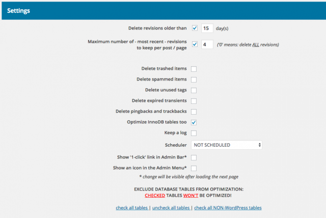 Wordpress Optimize Database