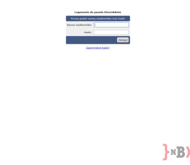 Darmowy certyfikat SSL - Okienko logowania do DirectAdmin