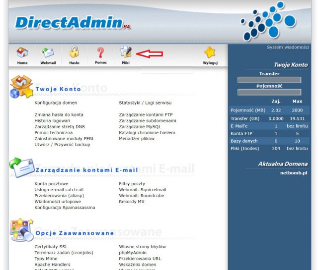 Direct Admin - Pliki